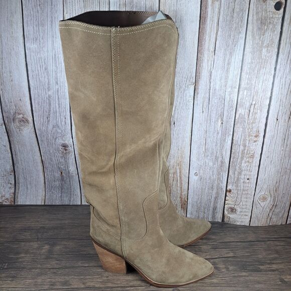 Blondo Wrangle Waterproof Wester Knee High Boot Women's Sz 7.5 Taupe Suede (NWT) - Picture 3 of 9